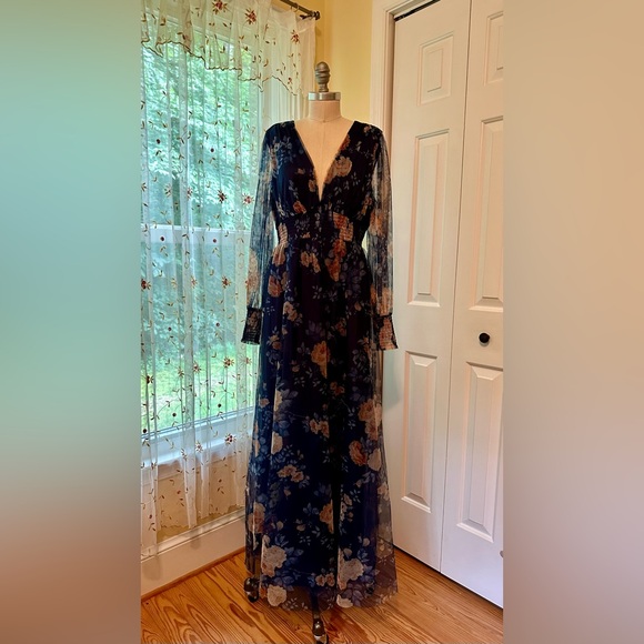 Baltic Born | Dresses | Baltic Born Layla Tulle Maxi Dress Xl Navy Gold ...
